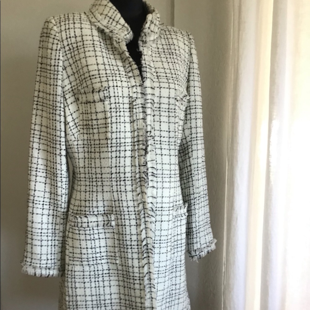 White and black windowpane coat